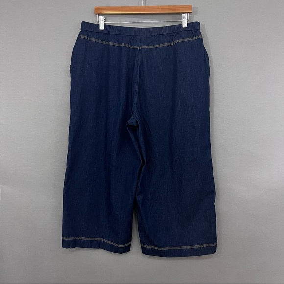 Susan Graver Style Indigo Blue Crop Wide Leg Pants - Picture 9 of 16